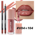 2pcs/Set Velvet Texture Lip Combo Matte Long-lasting Waterproof Brown Lip Liner Moisturizing Natural Lip Makeup