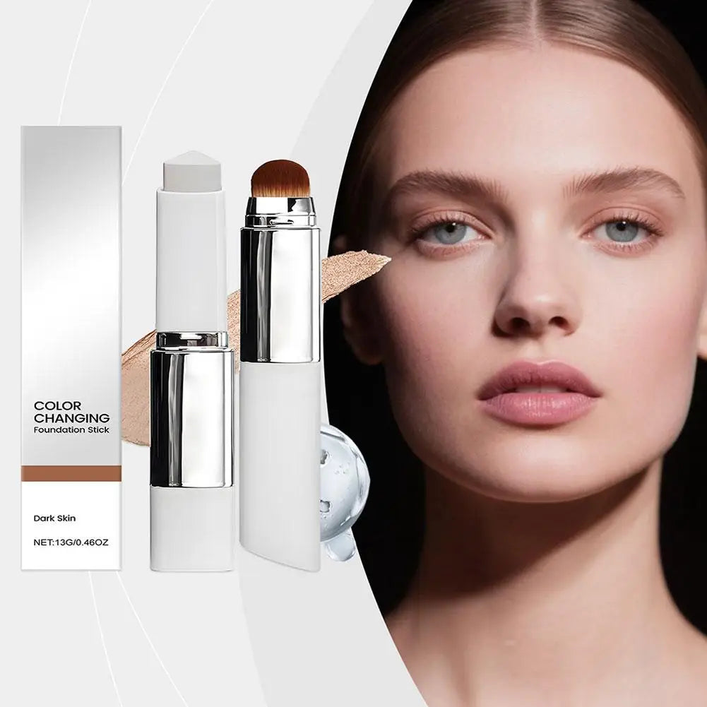 2-in-1 Color-Changing Lightweight Moisturizing Foundation Stick Liquid Brightening for All Skin Types Face Makeup