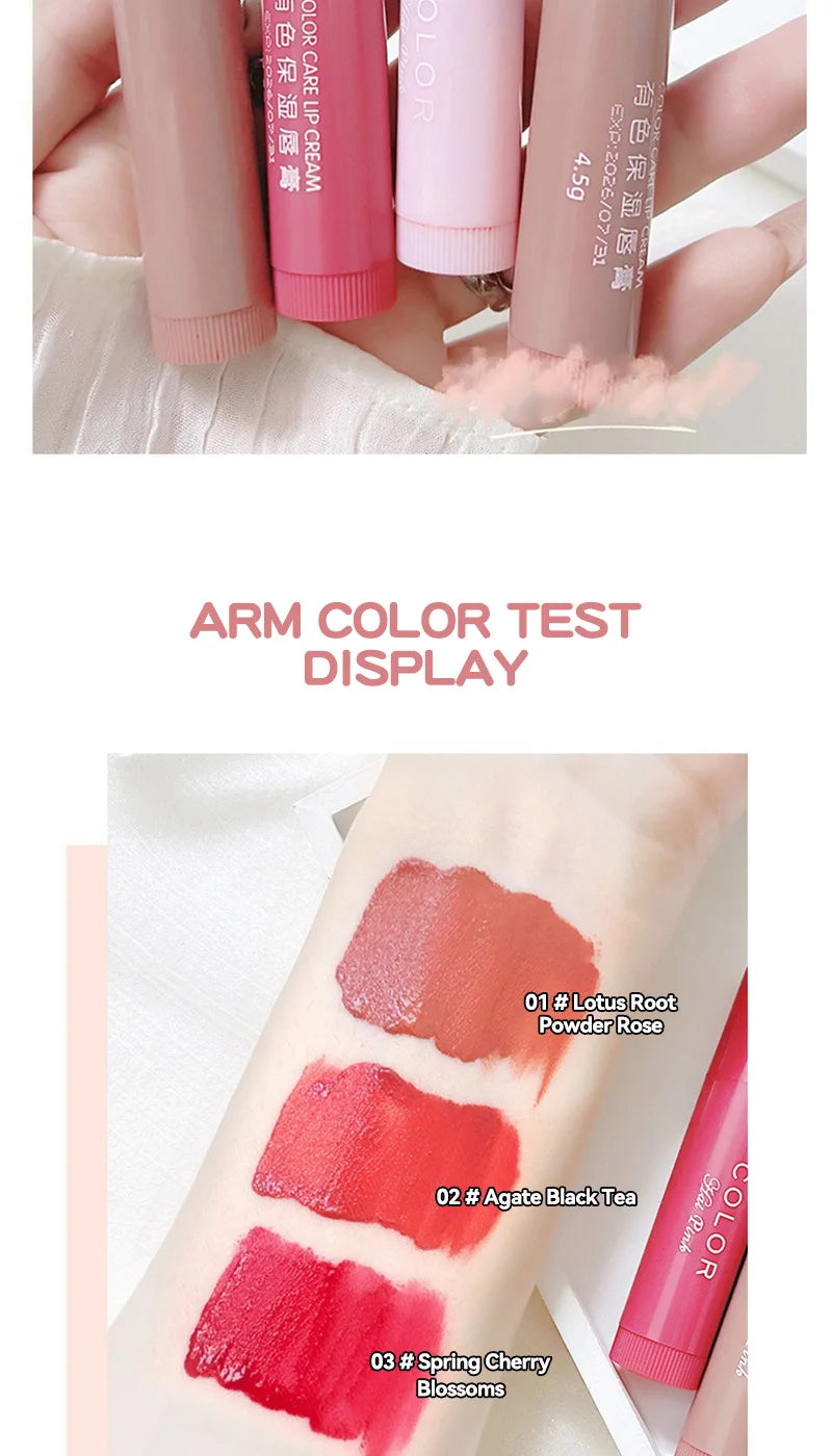 HAIPINK 3-Piece Tinted Moisturizing Lip Balm Set Hydrating Fade Lip Lines Prevent Chapping Full Size Nutritious Lip Care