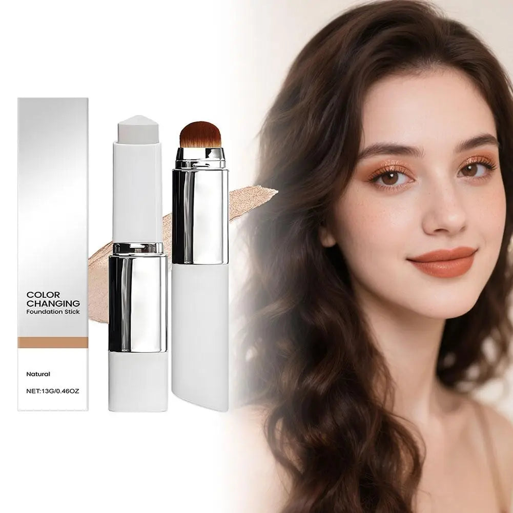 2-in-1 Color-Changing Lightweight Moisturizing Foundation Stick Liquid Brightening for All Skin Types Face Makeup