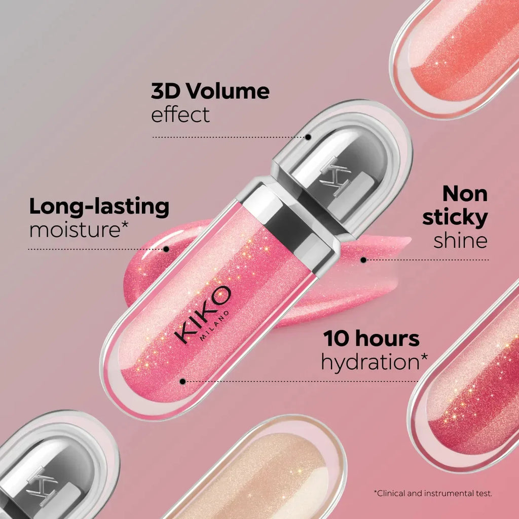 Kiko 3D Hydra Lip Liner Moisturizing Shimmer Waterproof Blusher Brun Rose Pearly Mauve Lipstick - Full Size Long-Lasting Lip Gloss