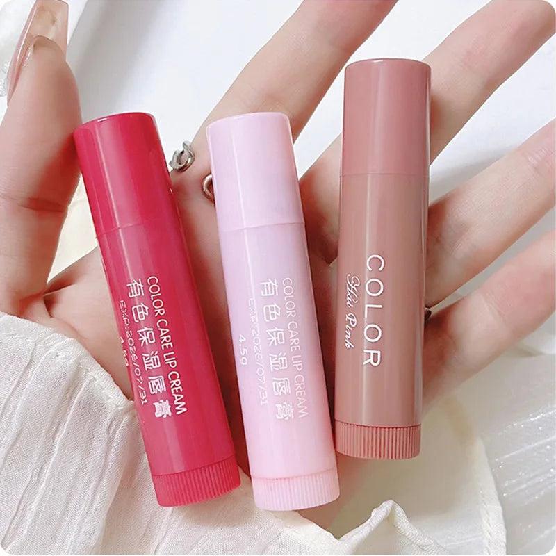 HAIPINK 3-Piece Tinted Moisturizing Lip Balm Set Hydrating Fade Lip Lines Prevent Chapping Full Size Nutritious Lip Care