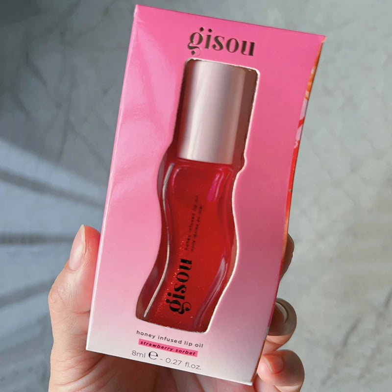 Gisou Moisturizing Lip Balm Cherry Gloss Plumping Exfoliating Lip Oil Care Nutritious Full Size for Luscious Lips
