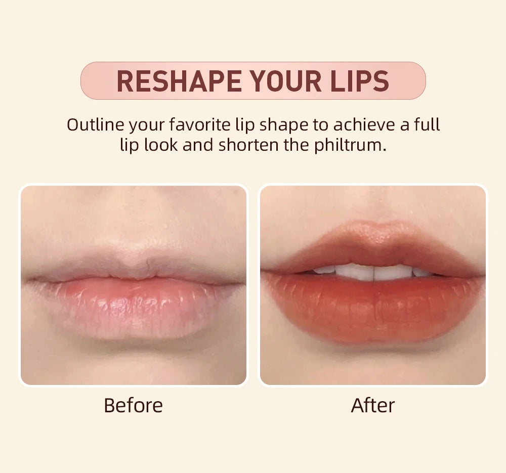 QIBEST 2pcs Matte Velvet Lip Liner Pencil Set Long-Lasting Sexy Red Lipstick Contour Makeup Lip Lipliner Pen Combo Full Size