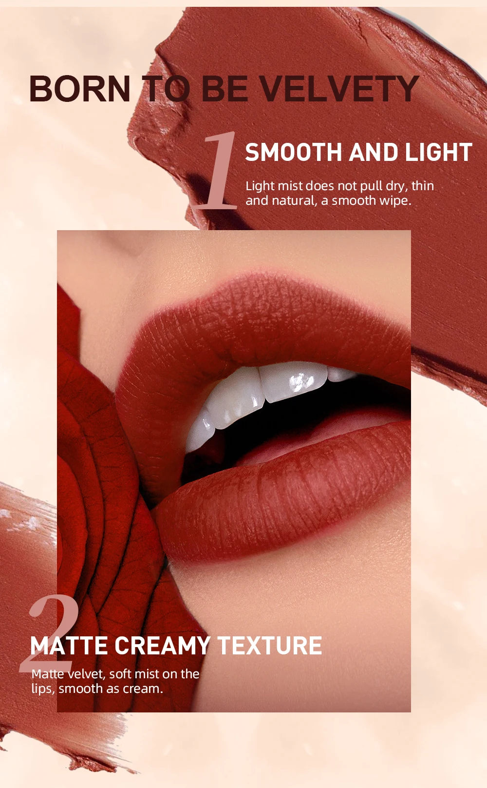 QIBEST 2pcs Matte Velvet Lip Liner Pencil Set Long-Lasting Sexy Red Lipstick Contour Makeup Lip Lipliner Pen Combo Full Size