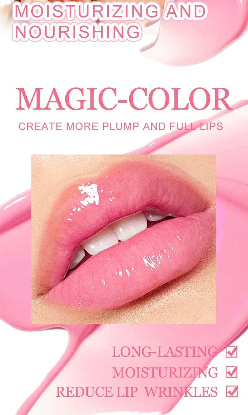 Color-Changing Hydrating Lip Gloss Moisturizing Tinted Lip Oil with Mirror Shine & Plumping Effect Non-Greasy Lip Care