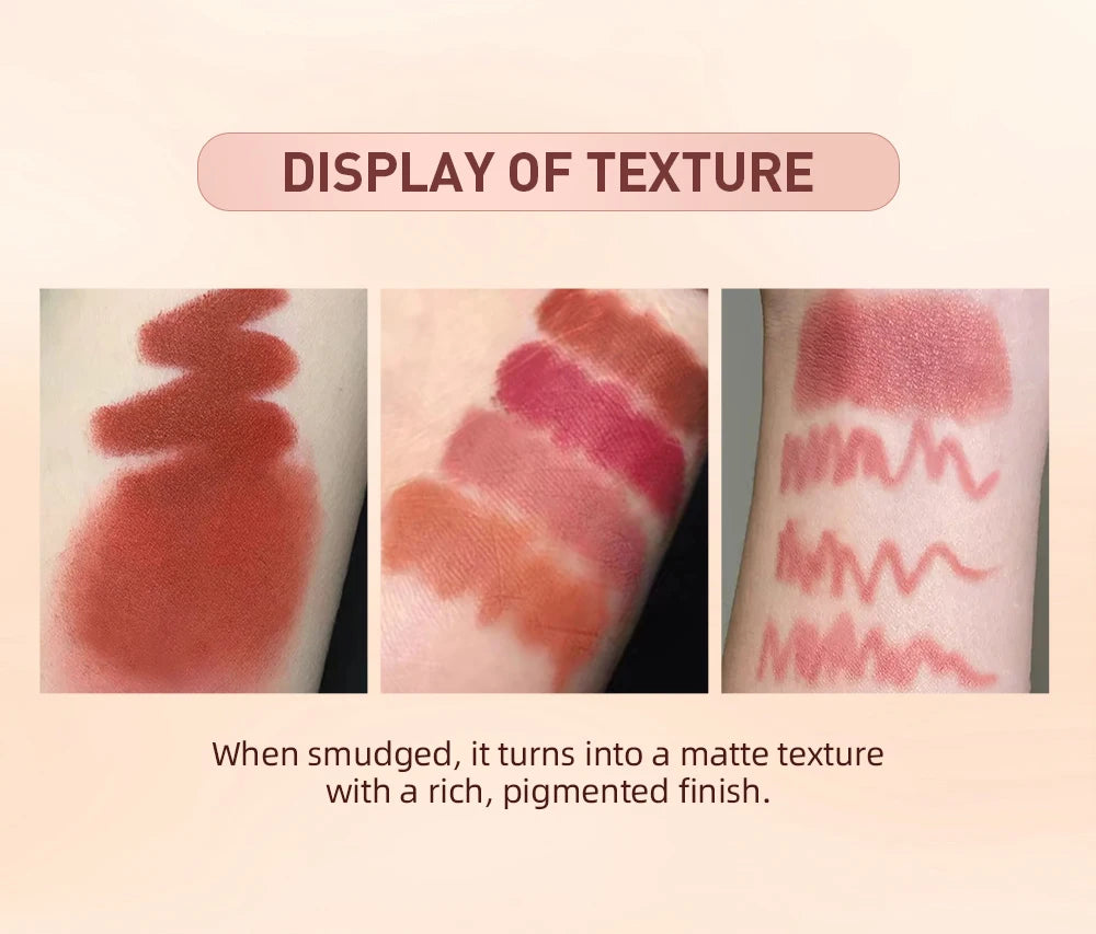 QIBEST 2pcs Matte Velvet Lip Liner Pencil Set Long-Lasting Sexy Red Lipstick Contour Makeup Lip Lipliner Pen Combo Full Size