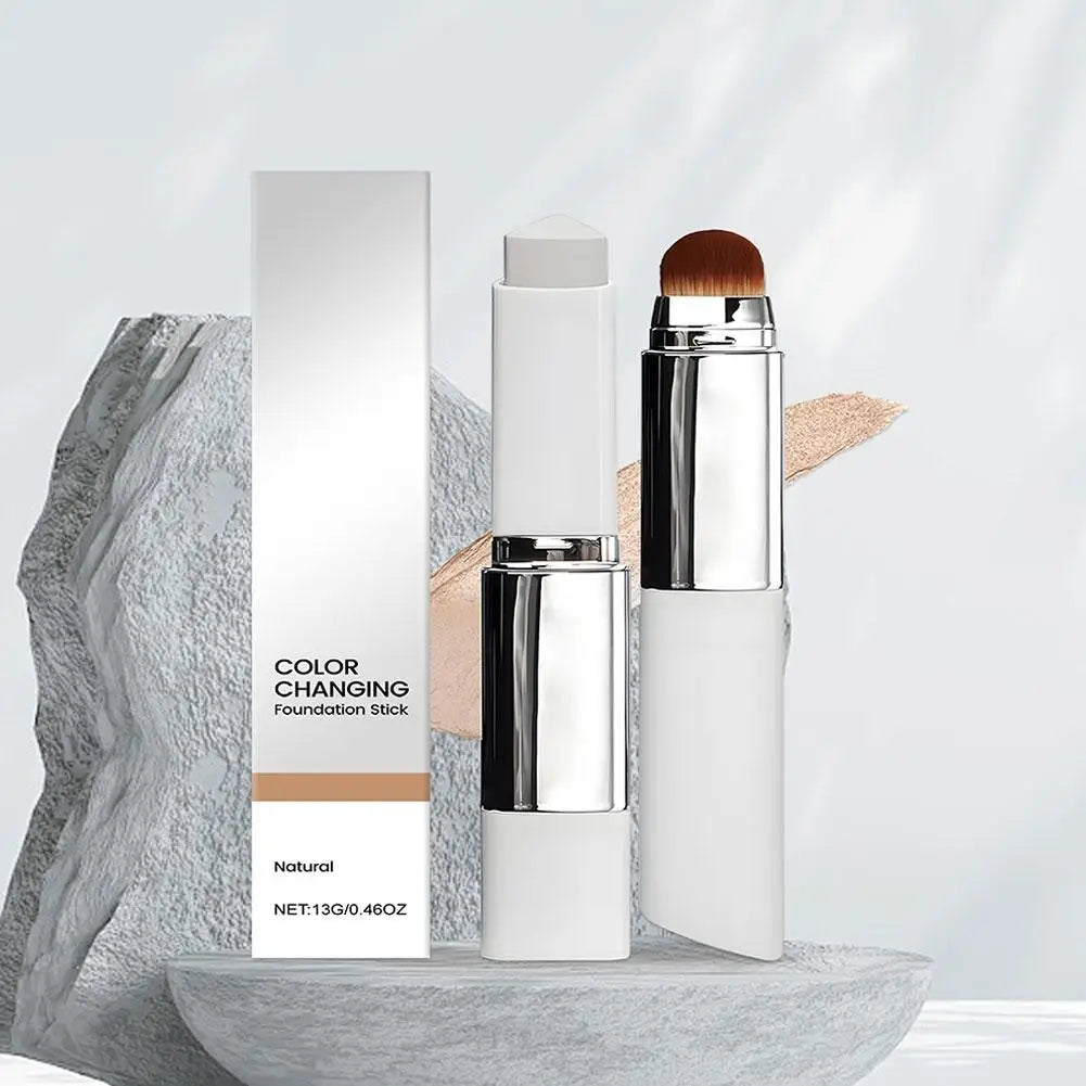 2-in-1 Color-Changing Lightweight Moisturizing Foundation Stick Liquid Brightening for All Skin Types Face Makeup